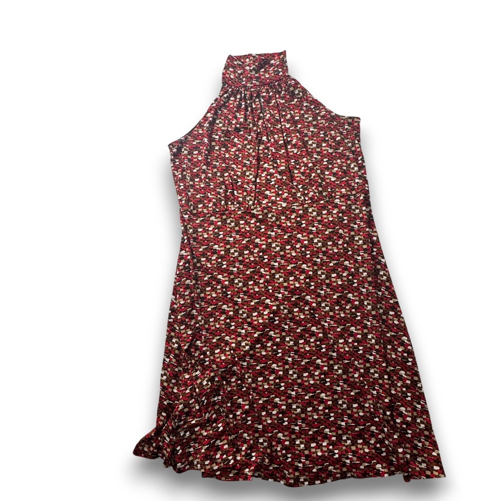 Ashley Stewart Red Geometric Mosaic Halter Neck Sleeveless Dress 1X 621W